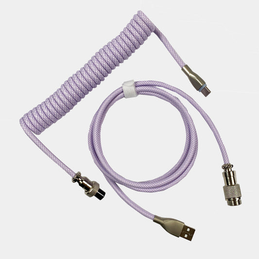 Cable lavanda  en espiral para teclado mecánico