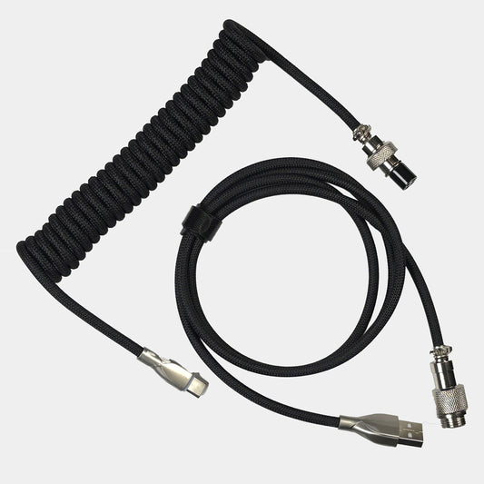 Cable negro en espiral para teclado mecánico