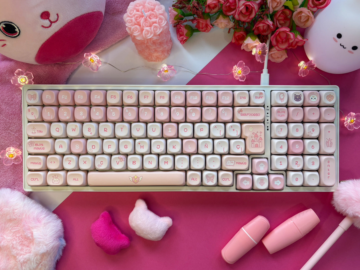 Teclas La Vida en Rosa + Niemi101 Blanco