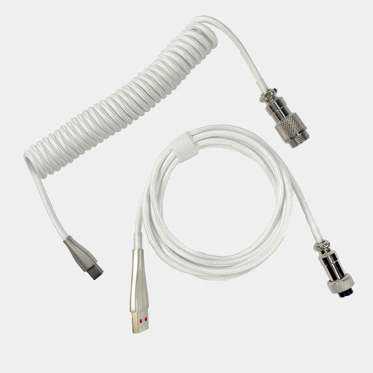 Cable blanco en espiral para teclado mecánico