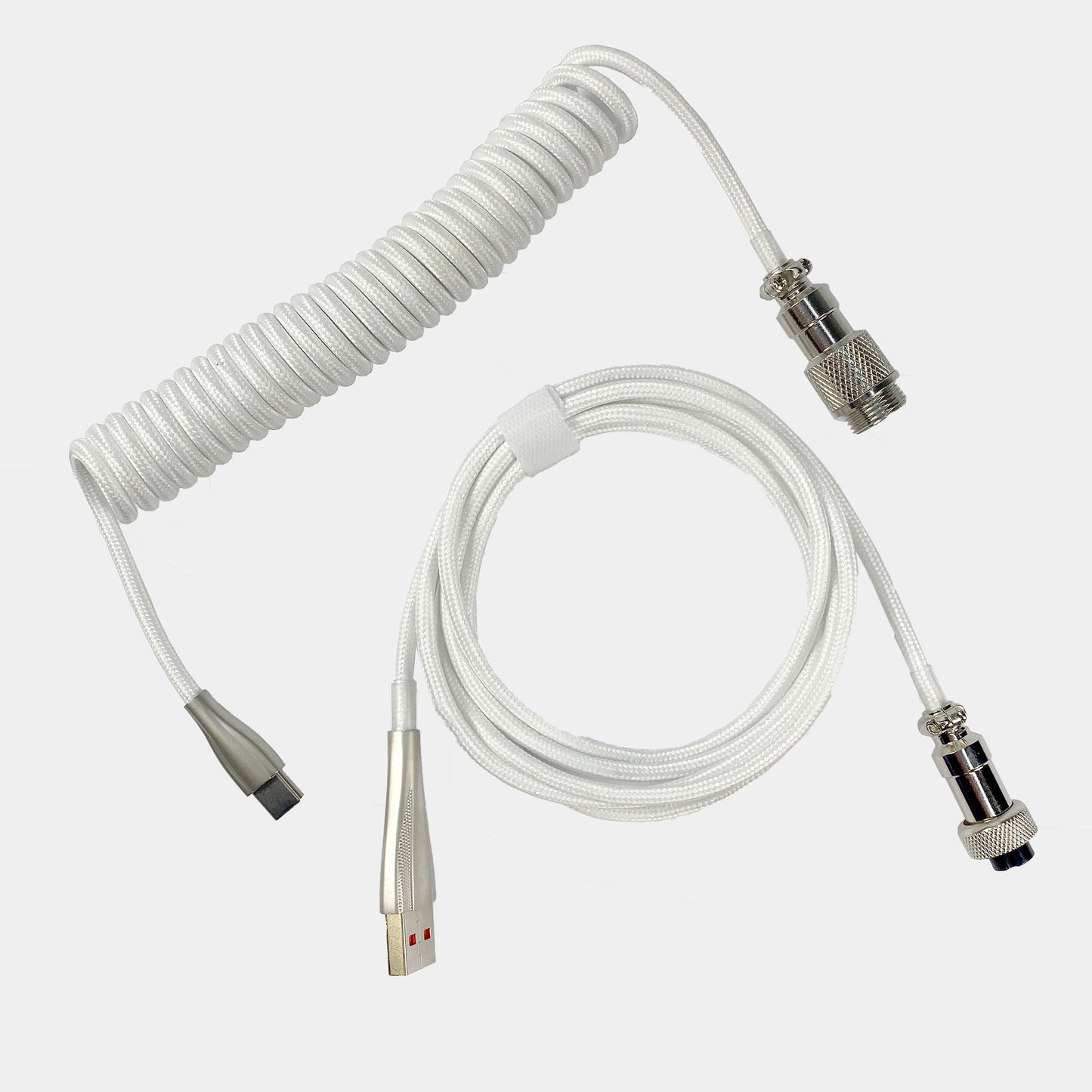 Cable blanco en espiral para teclado mecánico