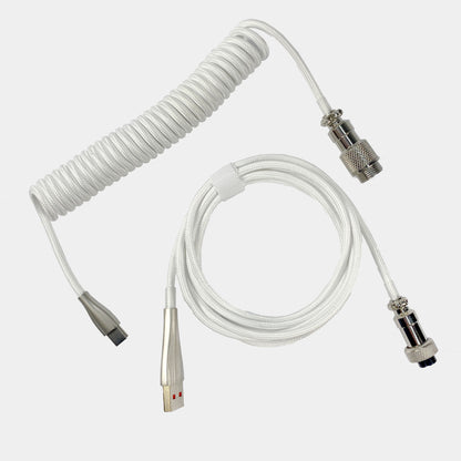 Cable blanco en espiral para teclado mecánico